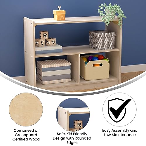 Classroom Essentials Commercial Grade 3 Section Modular Wooden Classroom Open Storage Unit, Safe, Kid Friendly Design, Natural