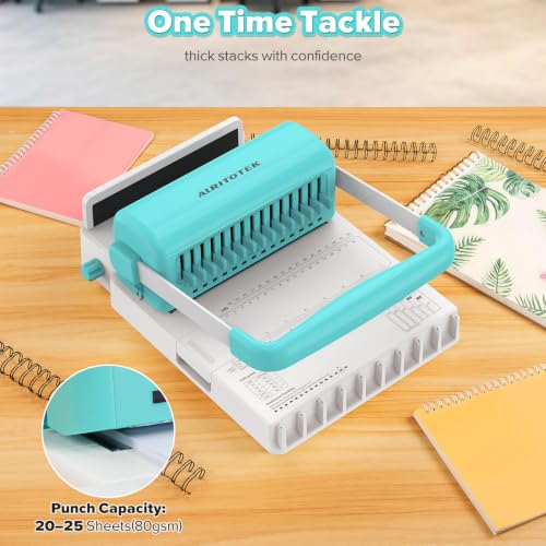 2:1 Pitch Book Binding Machine with 15 Disengageable Dies – Professional Wire 20 to 25‑Sheet Punch Capacity, Portable Binding Kit with 10PCS 5/8" Wires, Perfect for DIY Notebooks, Albums & Calendars