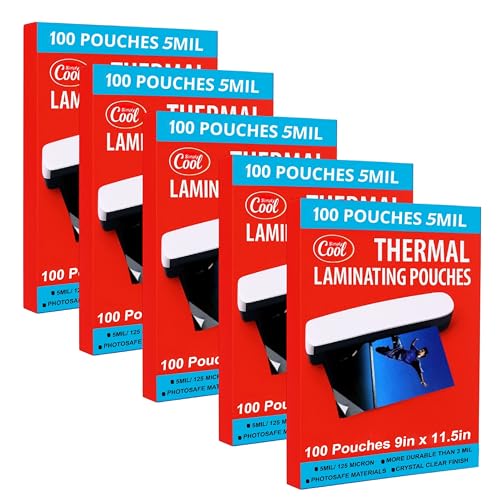 Simply Cool 5 Mil Thermal Laminating Sheets Pouches 500ct 9 x 11.5 Inch