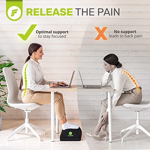 ErgoFoam Foot Rest for Under Desk at Work Adjustable - Chiropractor-Endorsed, High-Density Foam, Velvet (Black)