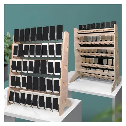 zktoermn Wooden Cell Phone Stand Rack, Portable Classroom Cell Phone Storage Organizer, Large Capacity Mobile Phone Holder Desktop Organizer, for Classroom Office(910x150x190 mm)