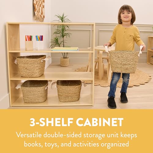 Back2School Express Sleekline 3-Shelf Double-Sided Cabinet, 36in H, Natural