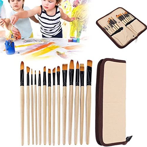 Feilx Artist Paint Brushes Set,14 pcs Paint Brush Set for Acrylic Oil Watercolor Gouache Painting Paintbrush Sets