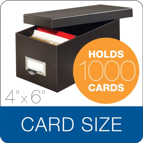 Globe-Weis/Pendaflex Fiberboard Index Card Storage Box, 4 x 6 Inches, Solid Black (4X6BLA)