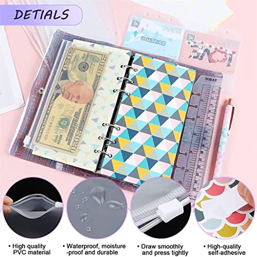 QERTYHKK 34 Pcs Budget Binder Cash Envelope Planner System, with Money Envelopes,Expense Sheets, PVC Storage Bags, Labels, Ruler
