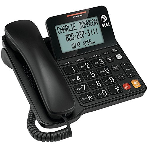 AT&T CL2940 Corded Phone with Speakerphone, Extra-Large Buttons and Tilt Display, Caller ID/Call Waiting, Audio Assist Volume Boost, Black