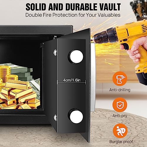 TBLOTYD Electronic Digital Safe Box Volume for Home Hotel Security with 2 Locking Bolts/Black/Gray 8.5L ，Black-Black 8.5L