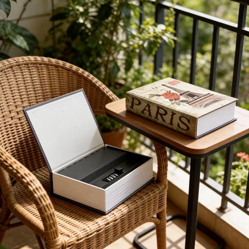 2 Pcs Diversion Book Safe with 3-Digit Lock, Hidden Metal Box (Pisa&Paris)