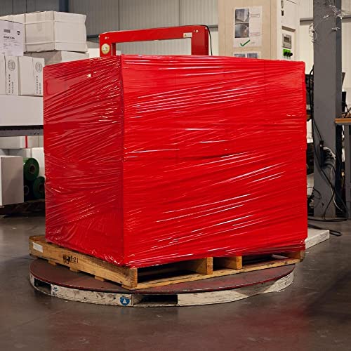 PSBM 4 Rolls Red 20 Inch x 1000 Feet 80 Gauge Stretch Film/Wrap, Heavy Duty Industrial Strength Shrink/Plastic Wrap for Moving, Packing, Shipping, Pallet Wrapping & Storage