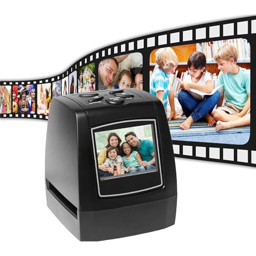 Digital Film Slide Scanner, Film Slide Scanner with 2.36 HD Screen, Convert 35mm, 110mm Films Slides to Digital JPEG, Adjustabel Screen Brightness and Compatible with Multiple Systems, for Travel