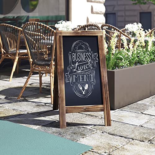 A Frame Chalkboard by HBCY Creations: 40x20 Solid Wood A-Frame Sign Rustic Brown Double-Sided Magnetic Board, Chalkboard Menu Board, for Restaurants, Cafés, Weddings - Heavy Duty Hinges