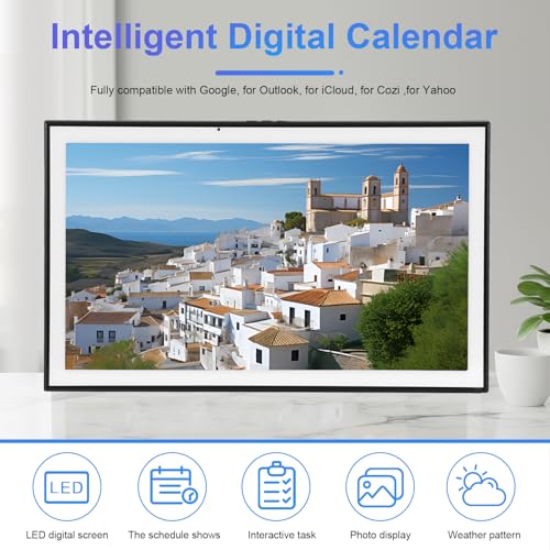 Generic 21.5Inch Electronic Chore Chart with Interactive Touchscreen Display Intelligent Family Planner Organizer Wall & Desk Mountable Desk Mount Sync Online Calendar for Family Meal Planners Support