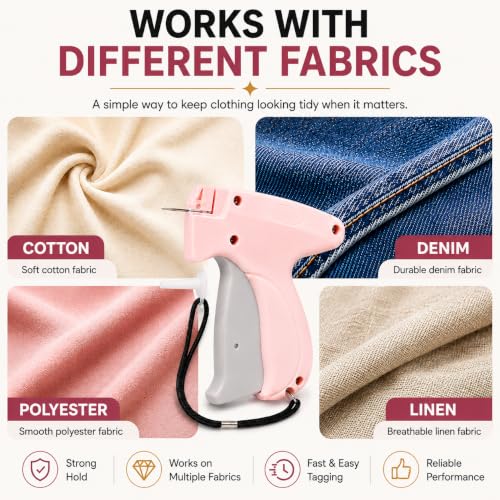 AbriMshCalme Premium Tagging Gun Kit Stitch Clothing tag Clothes Micro Tool Tags Sewing Machine Fasteners Price Needle Tagger Stapler Guns Black Stitcher Fabric Quick