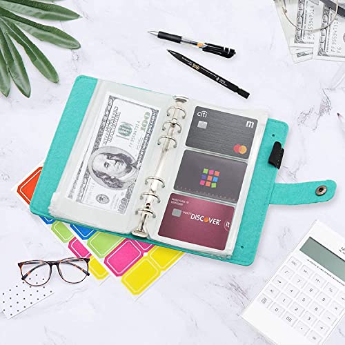 ONMYJFD A6 Binder Budget Cash Envelopes Planner System with 10pcs Binder Pockets/2pcs Binder Cards/2pcs Label Stickers for Saving Money(D)