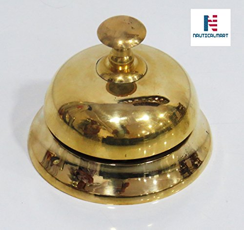 Big Call Bells, Brass Finish, All-Metal Construction, Desk Bell Service Bell for Hotels, Schools, Restaurants, Reception Areas, Hospitals, Warehouses (4")