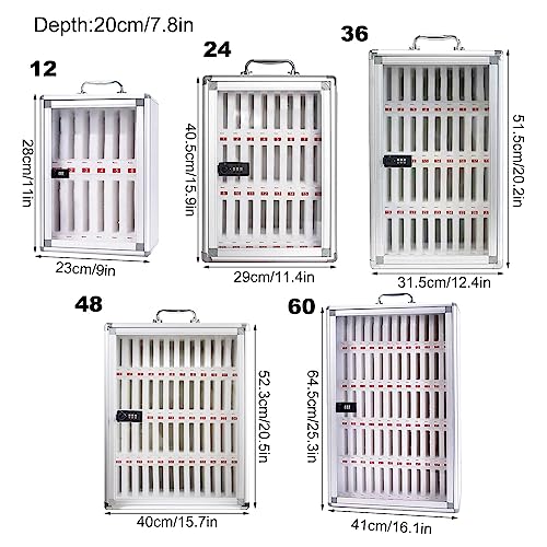 KOMFGT Wall Mounted Phone Safe Boxes with Combination Lock, Phone Locker,Cell Phone Holder,Mobile Phone Safe for Company Conference Room(Silver-12)