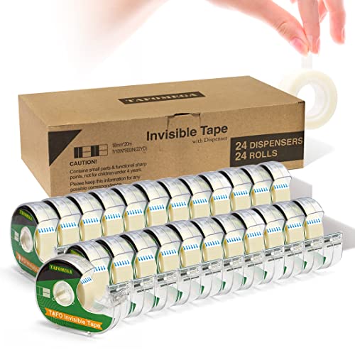 Invisible Tape, Clear, 24 Packs Writable Frosted Transparent Tape