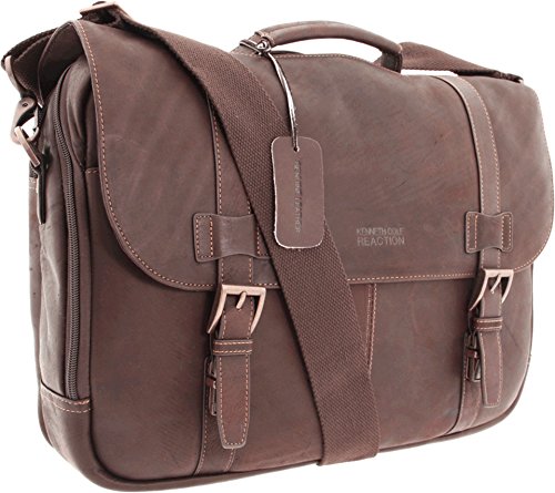 Kenneth Cole REACTION Show Business 16" Colombian Leather Business Laptop Portfolio Messenger Bag, Brown