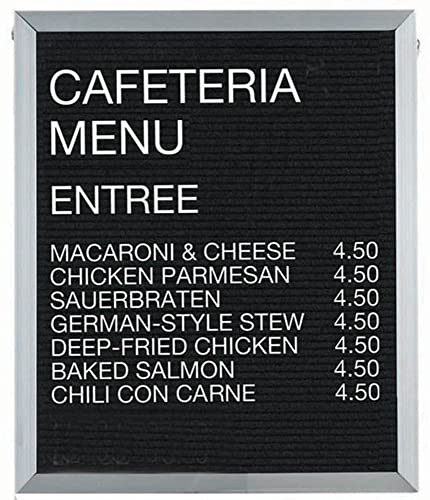 Aarco Open Faced Vertical Aluminum Frame, Black Felt Changeable Letter Board - 18" H x 24" W