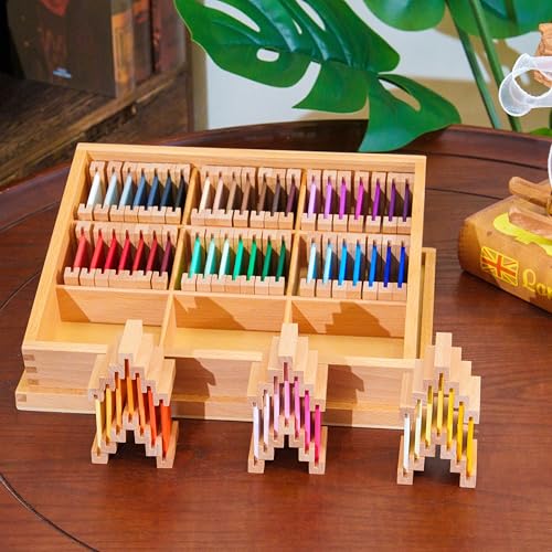 penepico Premium Montessori Color Box 3rd Set - 63 Solid Beechwood Gradation Tablets, Sensorial & Sensory Toys for Color Matching, Homeschool & Classroom Learning Materials for Kids Ages 4-8