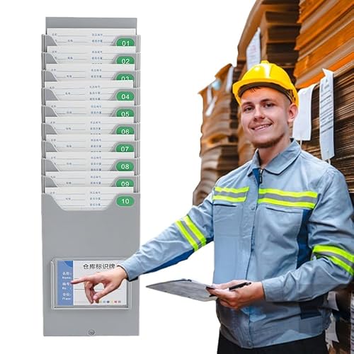 RENLXFI Wall Mount Time Cards Holder Vertical, Expand Out Timecard Rack with Screw for 5in Width Card, Indoor Outdoor Job Tickets Display Stand, Reusable(15 Pocket)