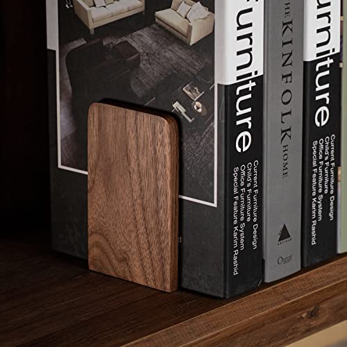 muso wood Walnut Book Ends for Shelves, 2 Pairs