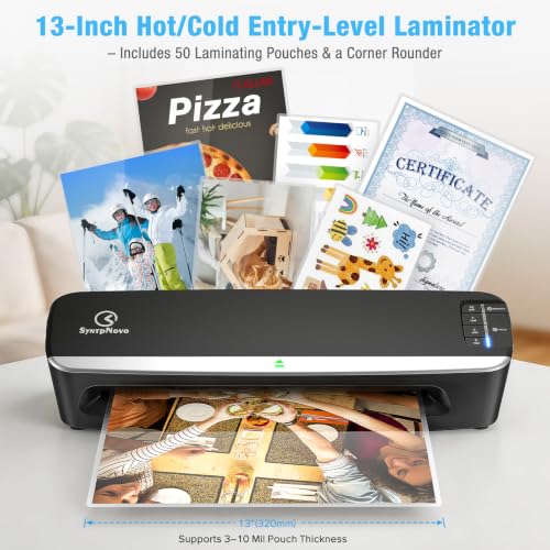 13 inch 4-Roller Heavy Duty Laminator Machine, 990mm/ Min Speed, 3-10 Mil, 60S Warm-up, A3 Thermal Commercial Laminating Machine with 50 Sheets for Home, Office, School, Crafts Use