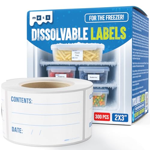 Freezer Labels 2x3 in 300/Roll, Dissolvable Removable Canning Jar Stickers