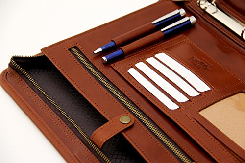 Noda Conference Folder A4 Italian Folder Leather Ring Binder A4 Clipboard with Handle (Cogniac)
