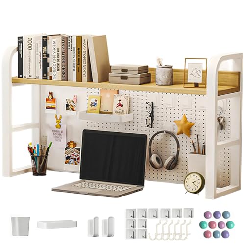 Desktop Bookshelf, Desk Hutch 2-3 Tier for Computer Desk, Wood Hutch Bookcase Organizer, Multipurpose Countertop Storage Hutch Display Shelf Rack for Home Office Dorm Furniture,Walnut 2tier 37in