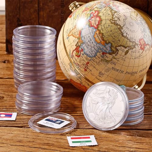 900PCS 19mm Round Coin Case Capsules Clear Plastic Container Holder Storage Box