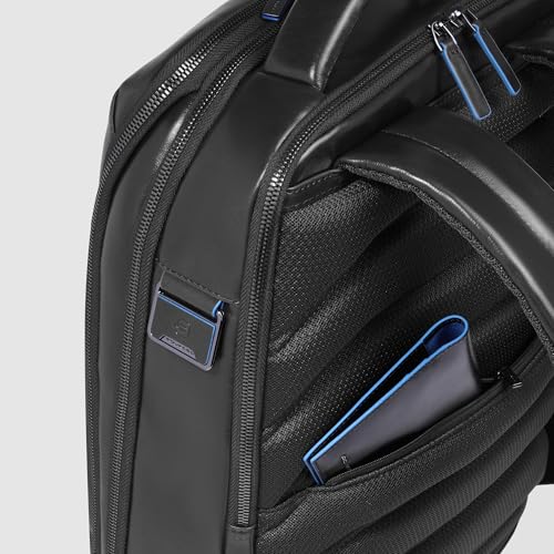 Piquadro - Blue Square Leather Travel Backpack Laptop 15.6" - Men - Black