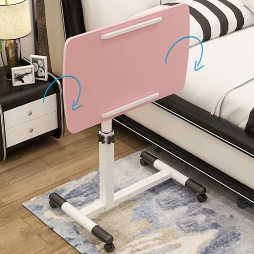 ELEFOCUS Portable Standing Desk Adjustable Height Mobile Laptop Sit-Stand Cart Angle Rolling Over Bed Folding Table with Wheels (Color:D)