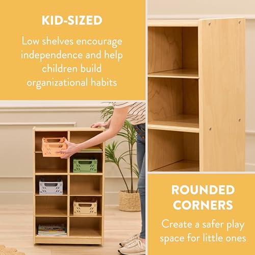 Back2School Express 10-Cubby Mobile Storage Cabinet, 5x2, Natural
