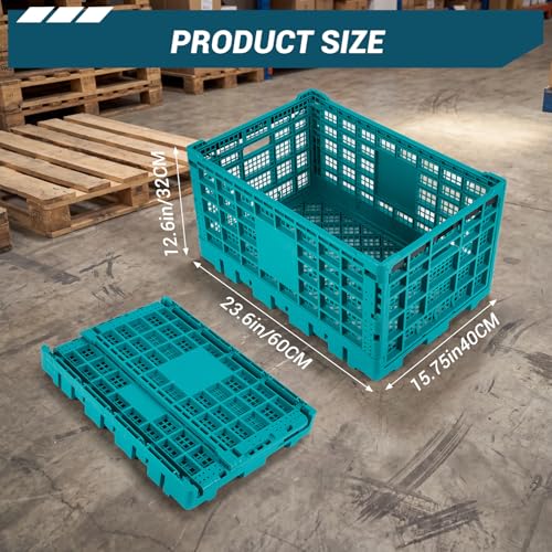Jojoka 52L Heavy-Duty Collapsible Stackable Plastic Storage Crate - Green