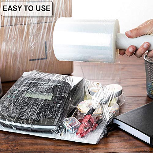 Plastic Film Pallet Wrap with Handle, 5 Inches X 1000 Feet, 80 Gauge, Clear Shrink Stretch Wrap Roll, Furniture, Boxes, Pallets, Industrial Strength, Made in USA (12-Pack)