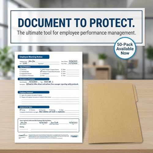 ComplyRight Employee Warning Form | 8-1/2” x 11” | Discipline Form | 50 Pack
