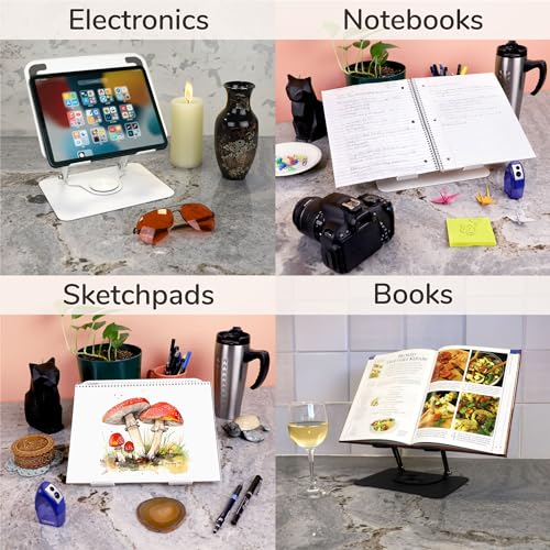 BambooMN Metal Universal Book Tablet Stand - White - 2 Units