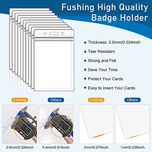 Fushing Pack of 100 Clear Plastic Vertical Badge Holders, Name Tag Holders, Card Holders (L)