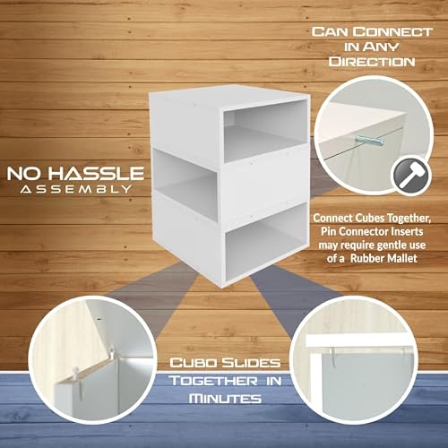 Niche Cubo Half Size Wood Stackable Storage Bookcase Shelf Organizer Cube - 3 Pack - Snow White