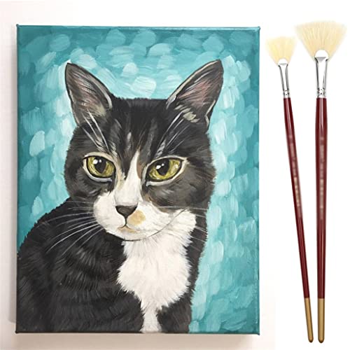 ERoomQ 9 Fan White Bristles Long Handle Paint Brushes Pen Professional Artist Oil Acrylic Painting Brush Set Painting