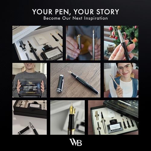 Wordsworth & Black Luxury Calligraphy Pen Set for Writing, 6 Nibs, Blue