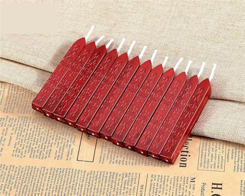 Sealing Wax Sticks 48Pcs Sealing Wax Sticks with Wicks Antique Wine Red/Gold Seal for Stamp Wedding Invitations Christmas(TZ859)