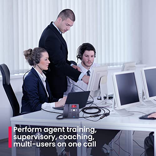 XS 825 Wired Telephone Headsets with Microphone for Office Training, Agent Coaching, Monitoring, Onboarding - Desk Phones Compatible with Yealink, Poly, Cisco, Avaya, Mitel (Stereo, Basic Bundle)