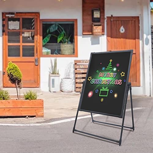 LED Message Writing Board with Colors Markers, 23"x31" Illuminated Erasable Lighted Chalkboard, Neon Effect Restaurant Menu Sign Board, DIY Message Chalkboard for Kitchen Wedding Shop Party