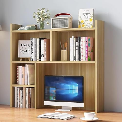 TBQATNTS Wooden Desk Hutch White for Office and Home, Freestanding Desktop Storage Shelf with Multiple Compartments, Counter Office Storage Rack Top Bookcase,Wood,31.5″×7.9″×35.4″