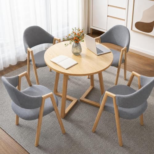 RIXNOMA Round Conference Table, Modern Wooden Meeting Table with Sturdy Wood Base for Office Conference Rooms and Business Meetings