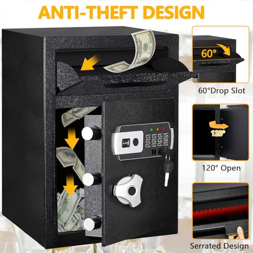 BUTISOW 3.2 Cuft Drop Safe for Business, Safe Box with Slot Fireproof Bag