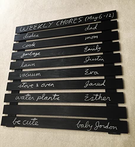 Chic, Easy Chalkboard System. 10 Peel-and-Stick REPOSITIONABLE Rows of Blackboard Slats for Restaurant Menu, Office Items, Home Schedule etc. Quick Wall Mount. for Regular Chalk.