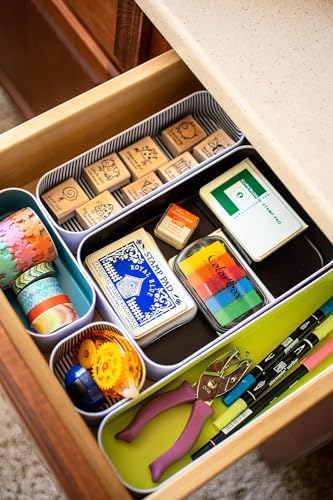 Three by Three Seattle Metal Drawer Organizer Tray Set, 10-Pc (Assorted)